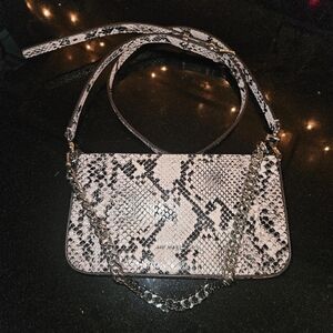 Michael Kors Black And Pink Snake Print Crossbody Bag